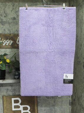 Home Expressions Noodle Padded Rectangle Bath Rug Pond Lily Purple 20x32